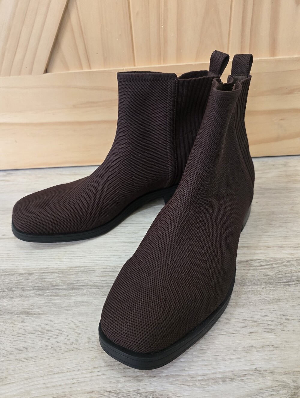 Vivaia Celina Square Toe Ankle Chelsea Boots Chocolate Brown W Size 11 US 42 EU